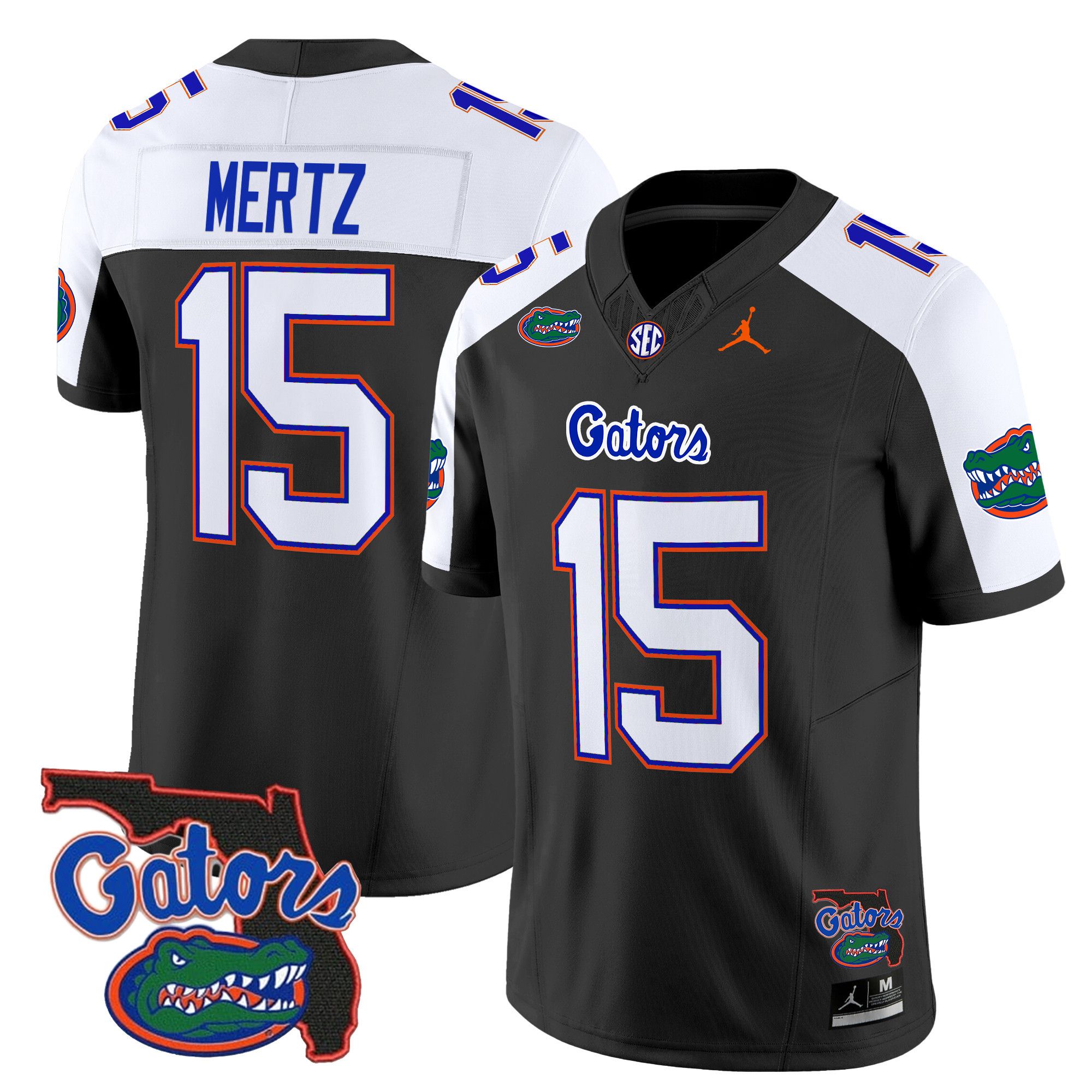 Men Florida Gators #15 Mertz Black 2024 Florida Patch Vapor Limited NCAA Jersey